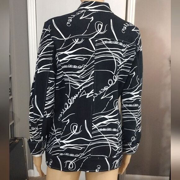 Berek Women's Size Small Black and White Stretchy Zip-up Cotton Spandex Jacket - Picture 2 of 16